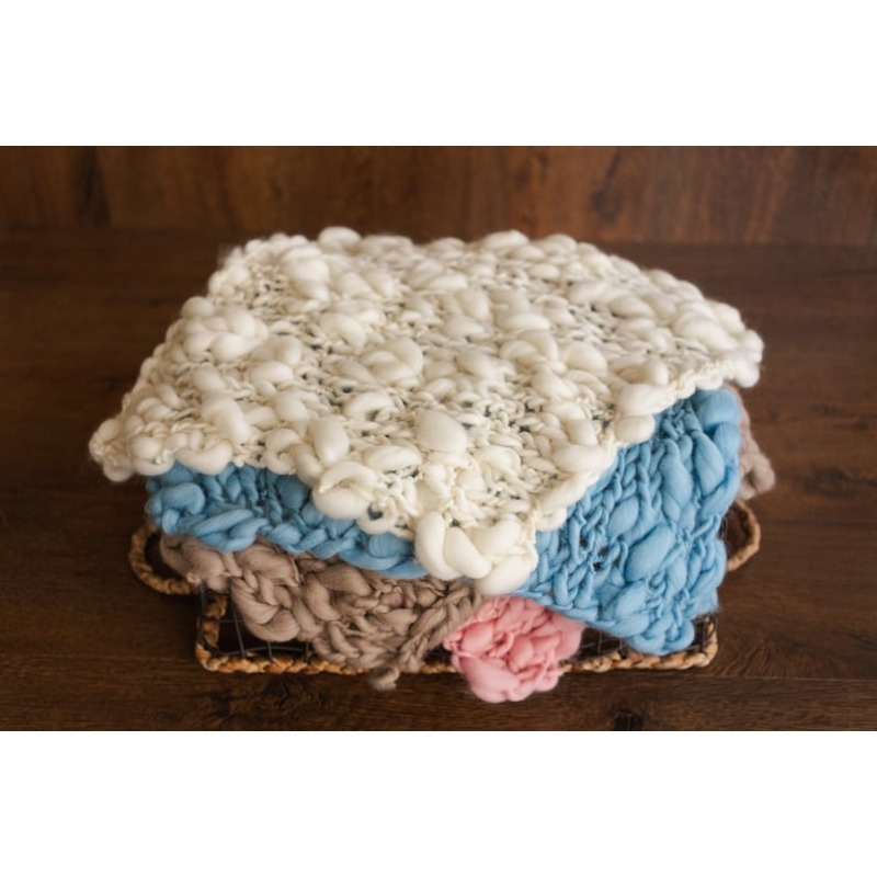 Baby Nursery Unisex - Chunky Knit Merino Baby Blanket -Braided