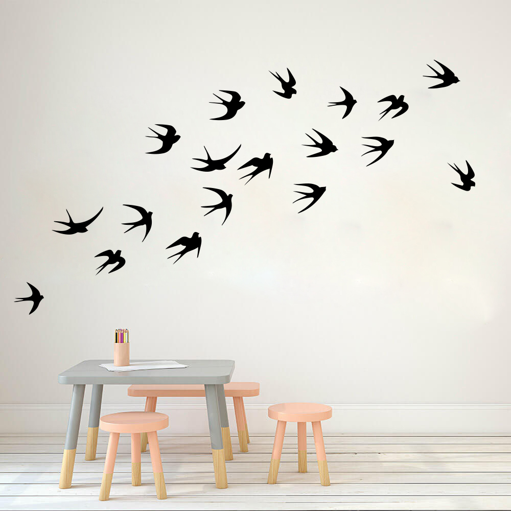 Baby Nursery Vinyl - Flying Swallows Wall Sticker Kids Room