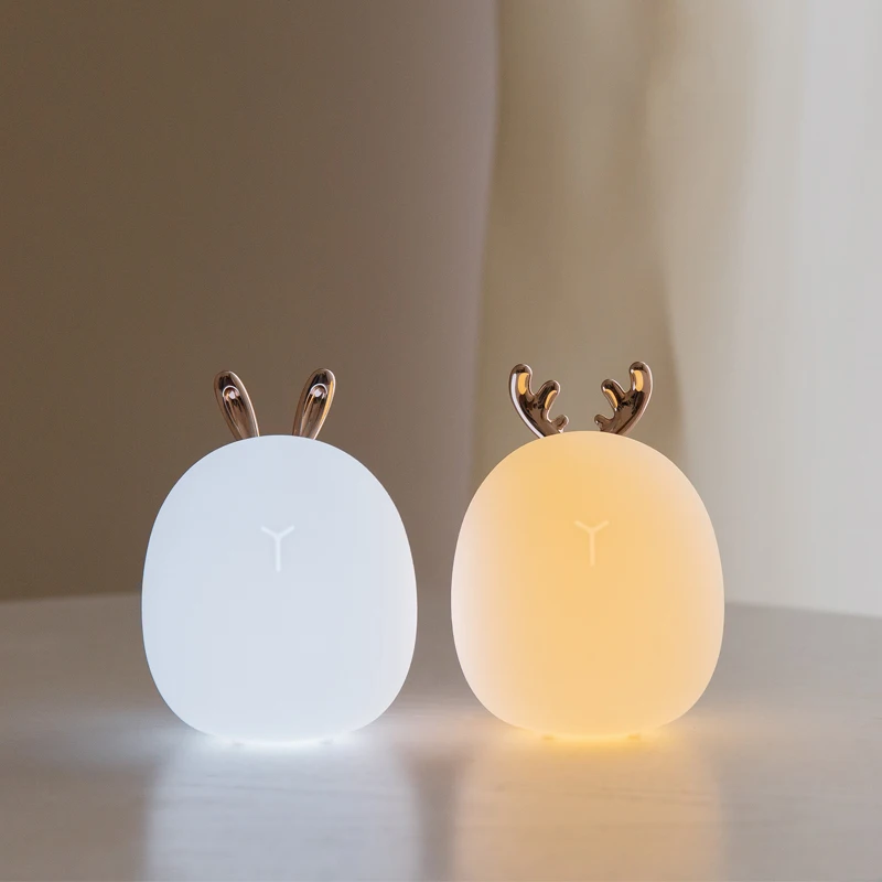 Baby Nursery Night Light - Led Carton Deer Rabbit Silicone Night