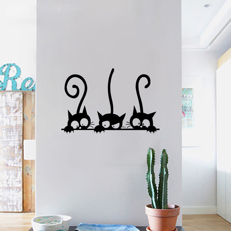 Baby Nursery Vinyl - Three Funny Cats Wall Sticker Home