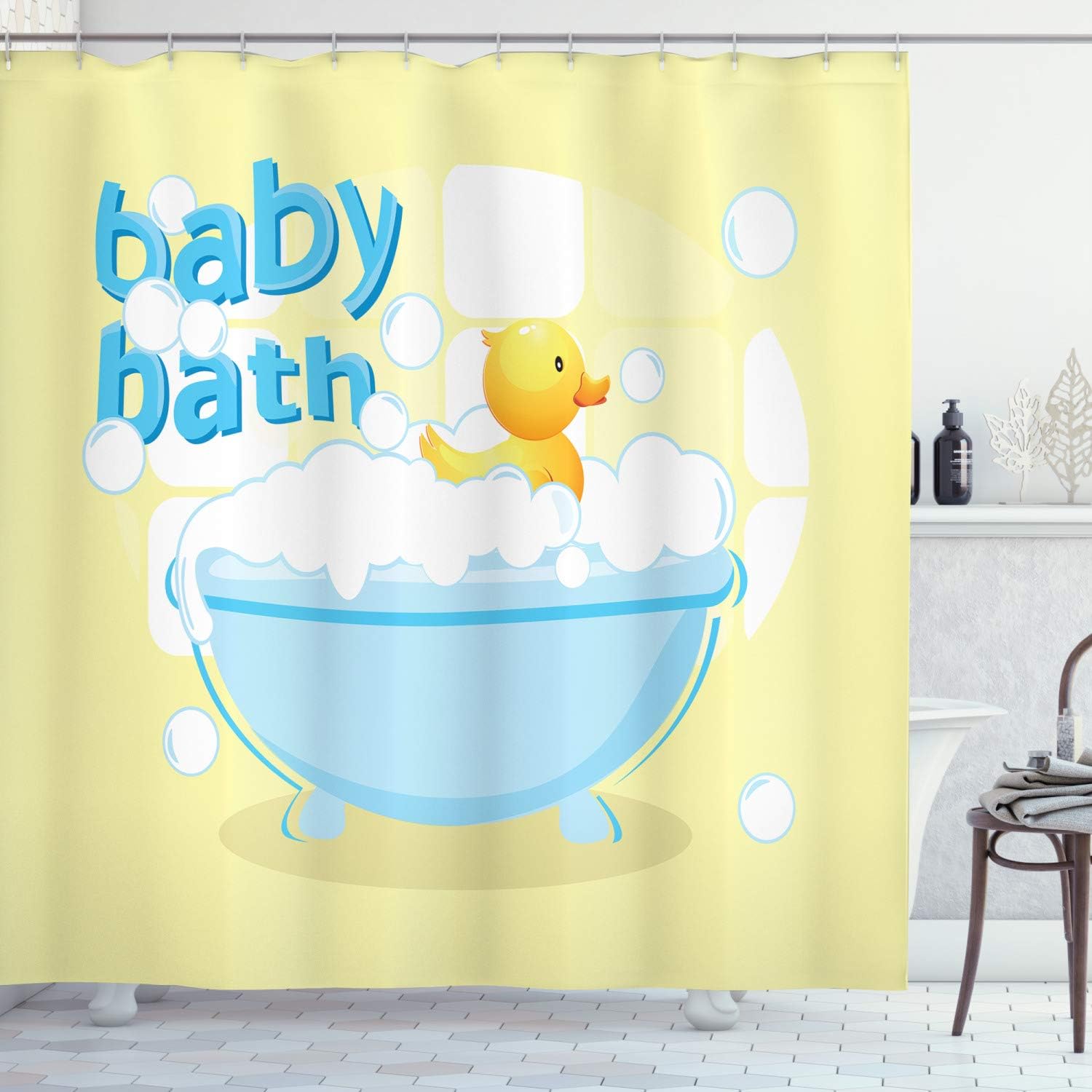 Baby Nursery Yellow - Yellow Baby Bath Shower Curtain Fun