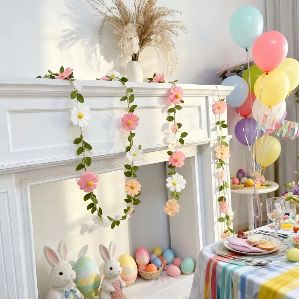 Baby Nursery Garland - 200CM Felt Daisy Banner Daisy Shape