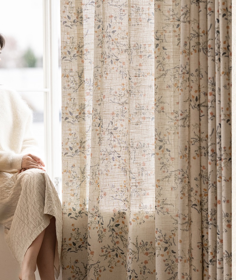 Blackout Curtain Nursery - Cotton linen printed curtains for living