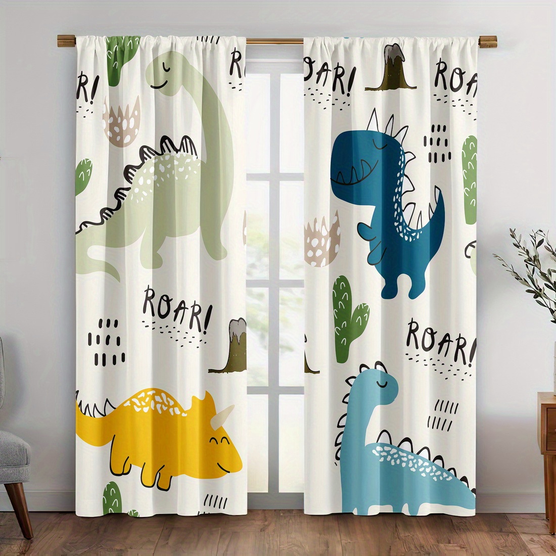 Blackout Curtain Nursery - Cartoon Dinosaur Curtains 2pcs – Cute