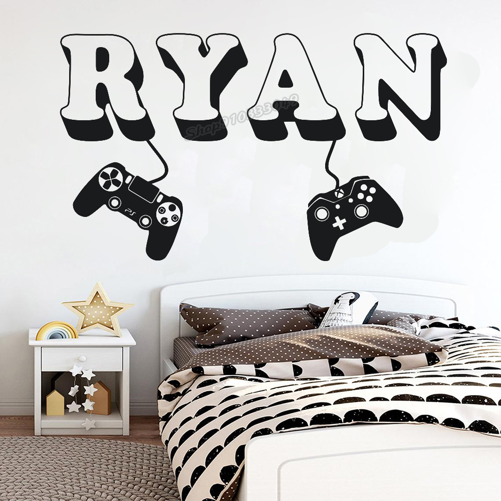 Baby Nursery Vinyl - Gamer wall Sticker Custom Name Controller