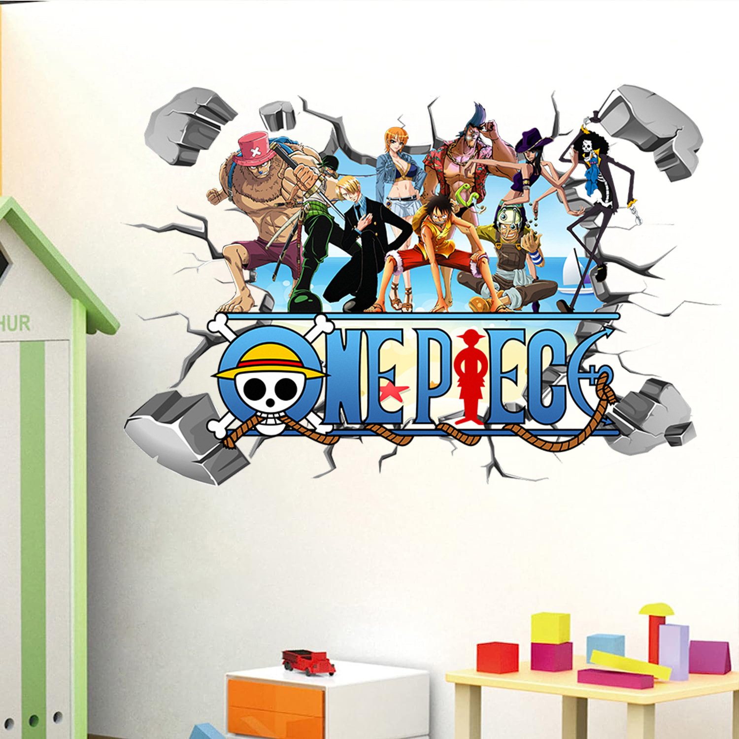 Baby Nursery Vinyl - Cartoon One Piece Luffy 3D Wall