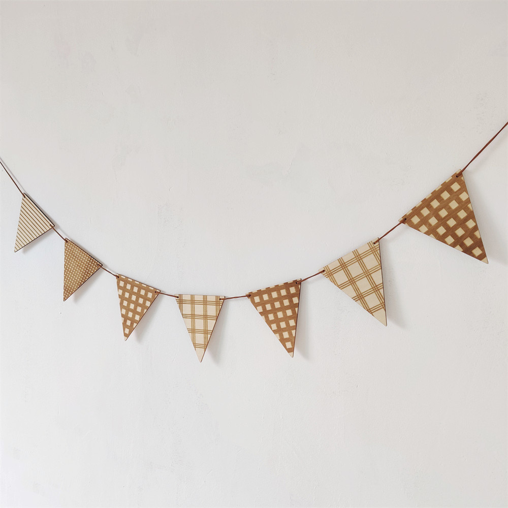 Baby Nursery Garland - Nordic Wooden Triangle Flag Wall Hanging