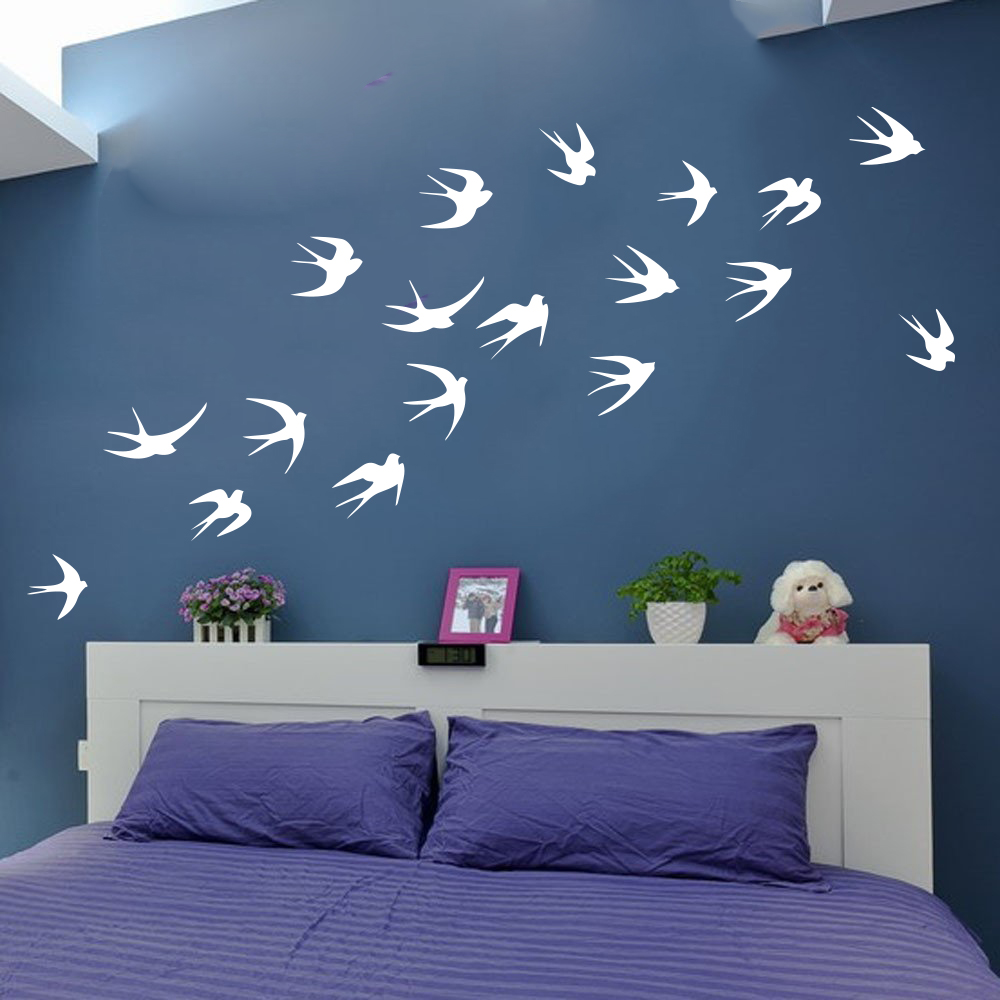 Flying Swallows Wall Sticker K - Baby Nursery Vinyl 评论和价格