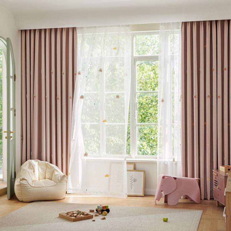 Colorful Rainbow Chenille Chil - Blackout Curtain Nursery 评论和价格