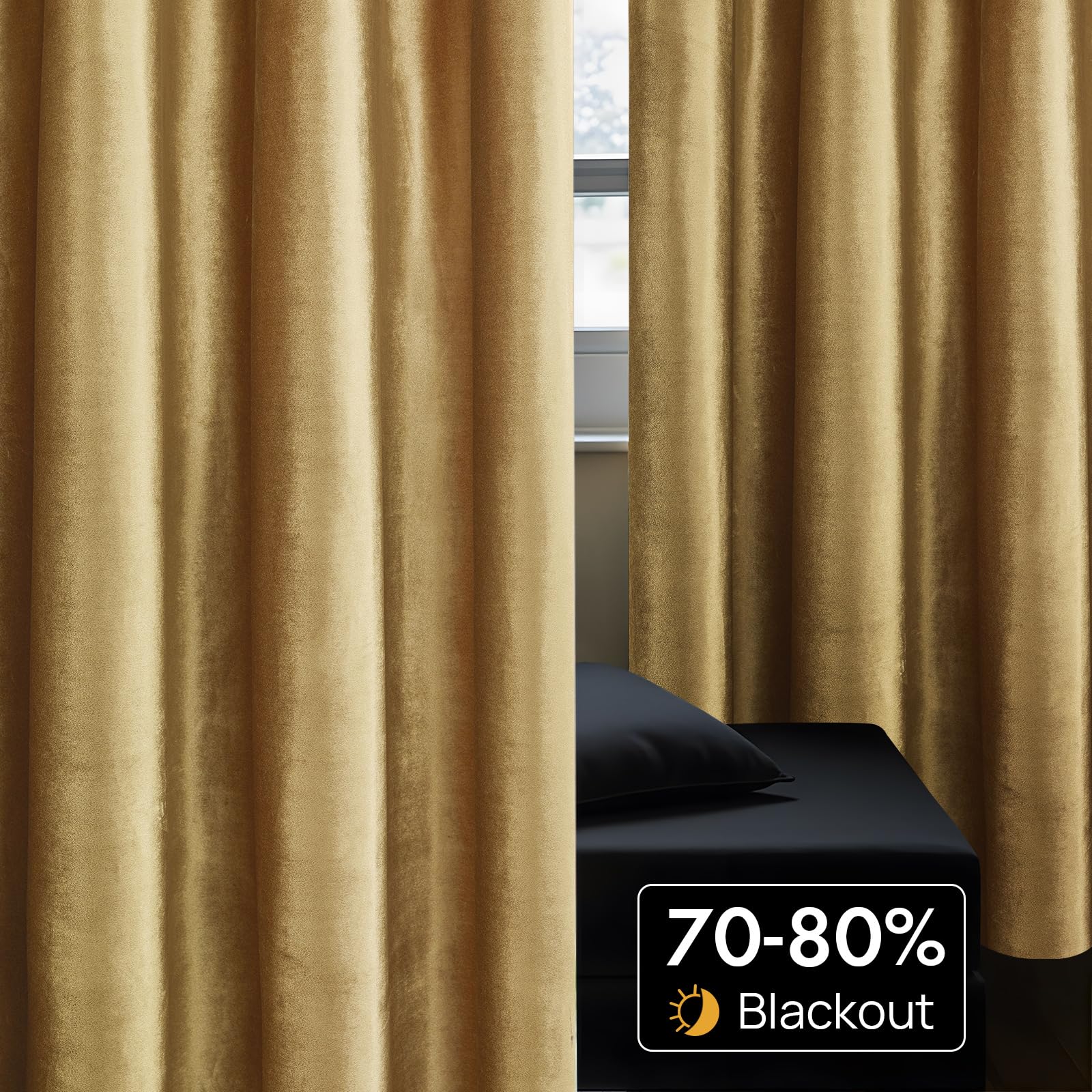 Gold Velvet Curtains for Livin - Blackout Curtain Nursery 评论和价格