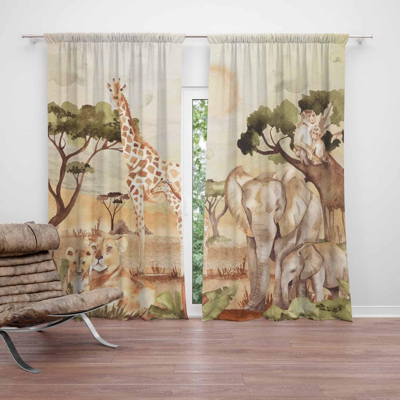 Mom and Baby Curtains Safari A - Baby Nursery Blackout Curtains 评论和价格