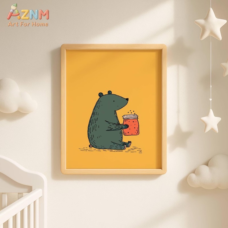 AZNM Cartoon Bear Honey Jar Ca - Baby Nursery Yellow 评论和价格