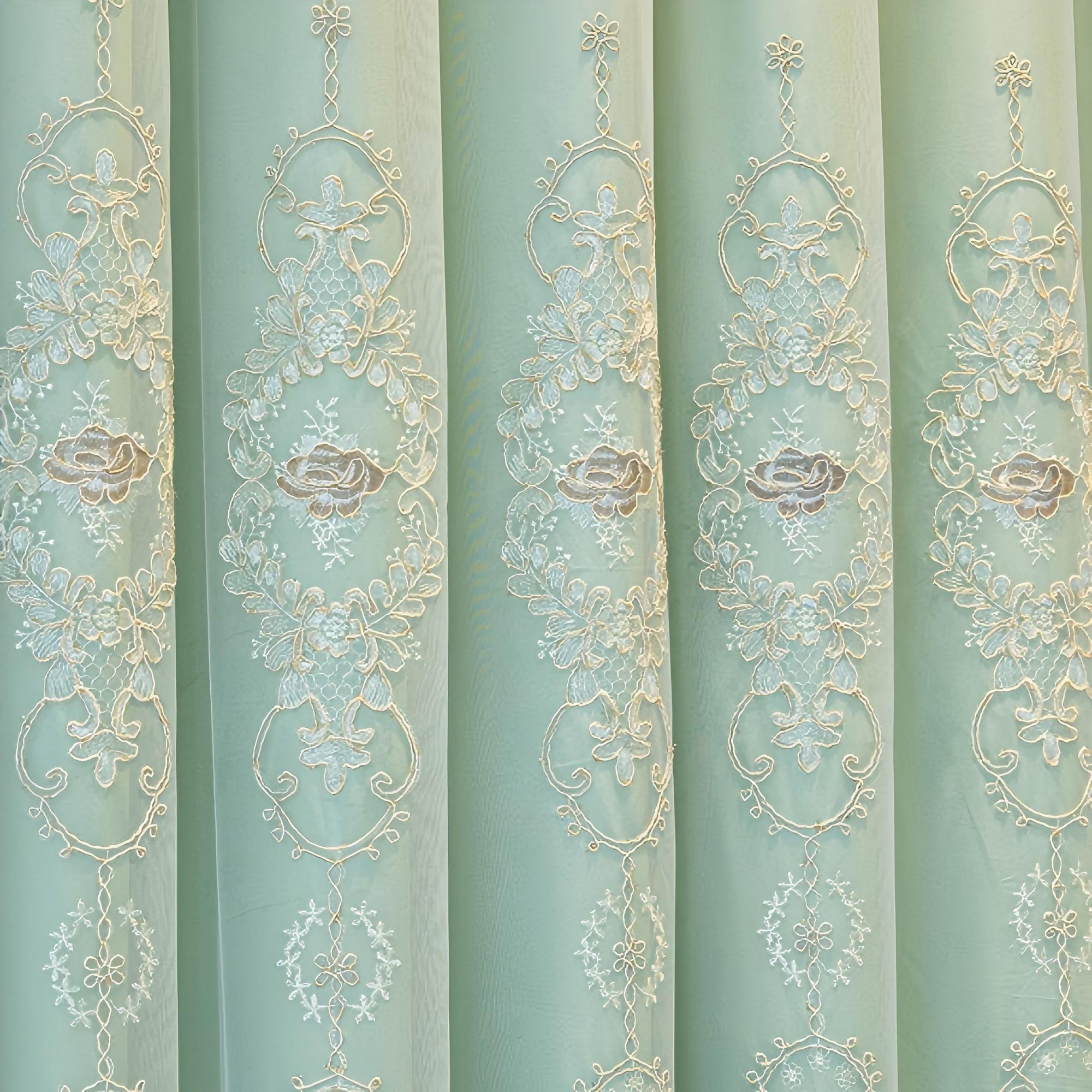 1pc Vintage Green Lace Curtain - Blackout Curtain Nursery 评论和价格