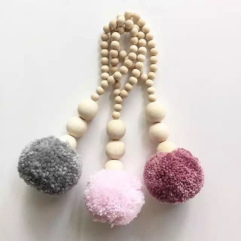 Wooden Beads Tassel Ball Garla - Baby Nursery Garland 评论和价格