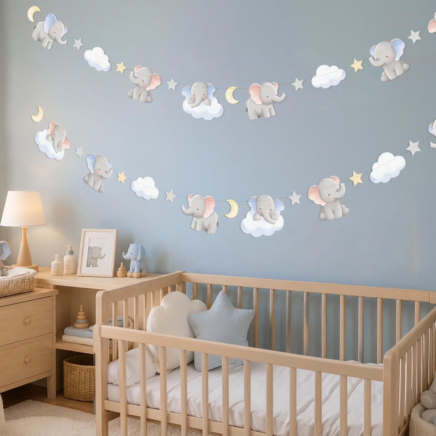 2Pcs Cute Elephant Garland Bab - Baby Nursery Garland 评论和价格