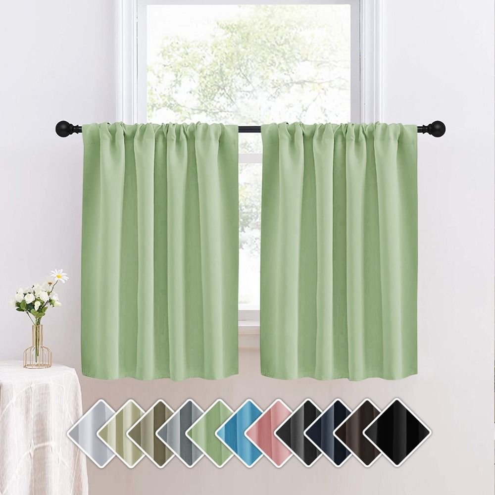 Pure Color Short Tier Curtains - Blackout Curtain Nursery 评论和价格