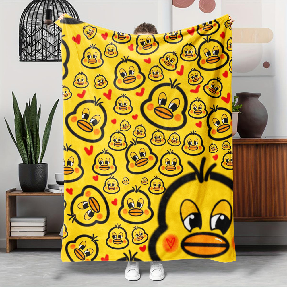 Cute Yellow Duck Print Throw B - Baby Nursery Yellow 评论和价格