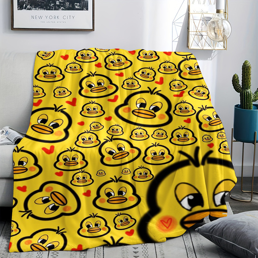 Cute Yellow Duck Print Throw B - Baby Nursery Yellow 评论和价格