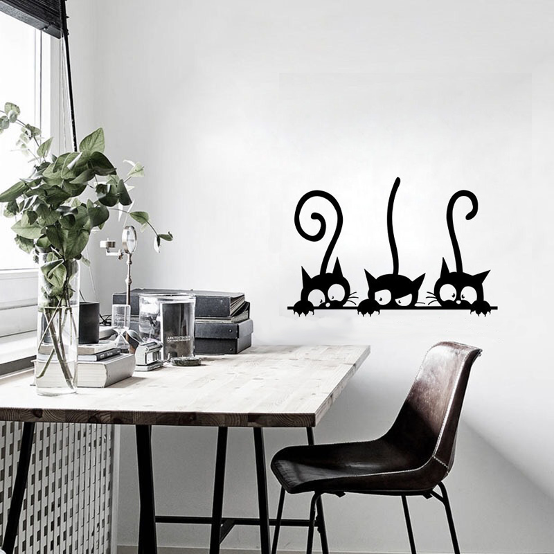 Three Funny Cats Wall Sticker  - Baby Nursery Vinyl 评论和价格