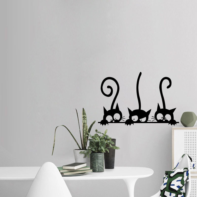 Three Funny Cats Wall Sticker  - Baby Nursery Vinyl 评论和价格