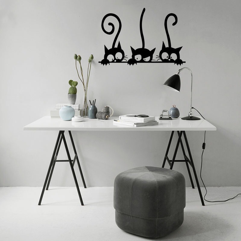 Three Funny Cats Wall Sticker  - Baby Nursery Vinyl 评论和价格