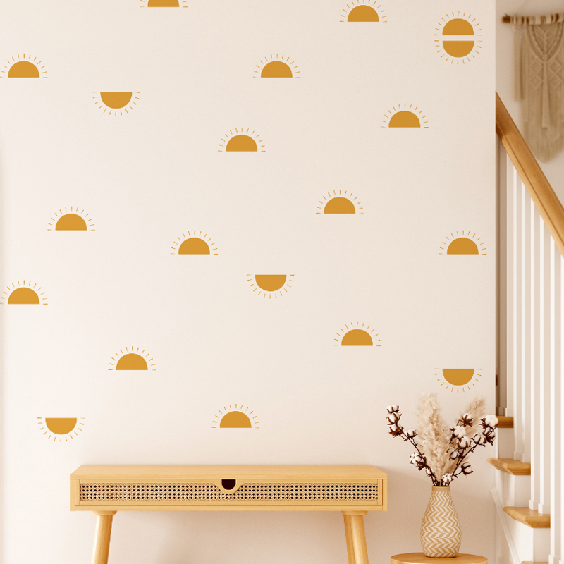 Boho Yellow Orange Half Sun Wa - Baby Nursery Yellow 评论和价格