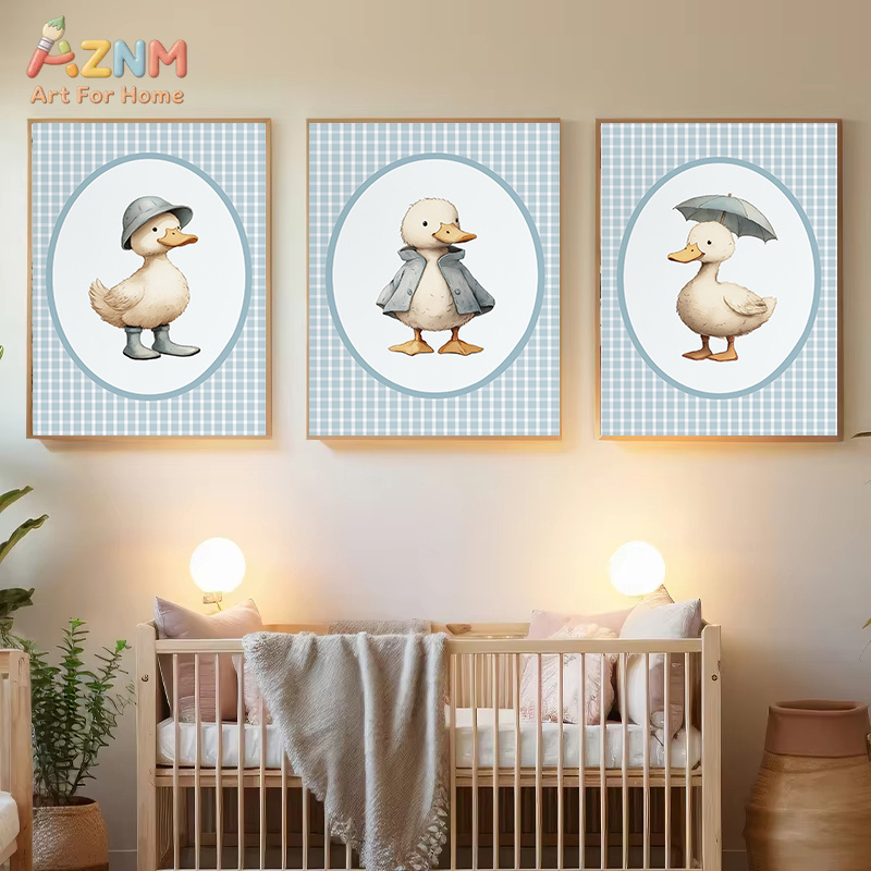AZNM Cute Duck Canvas Wall Art - Baby Nursery Yellow 评论和价格