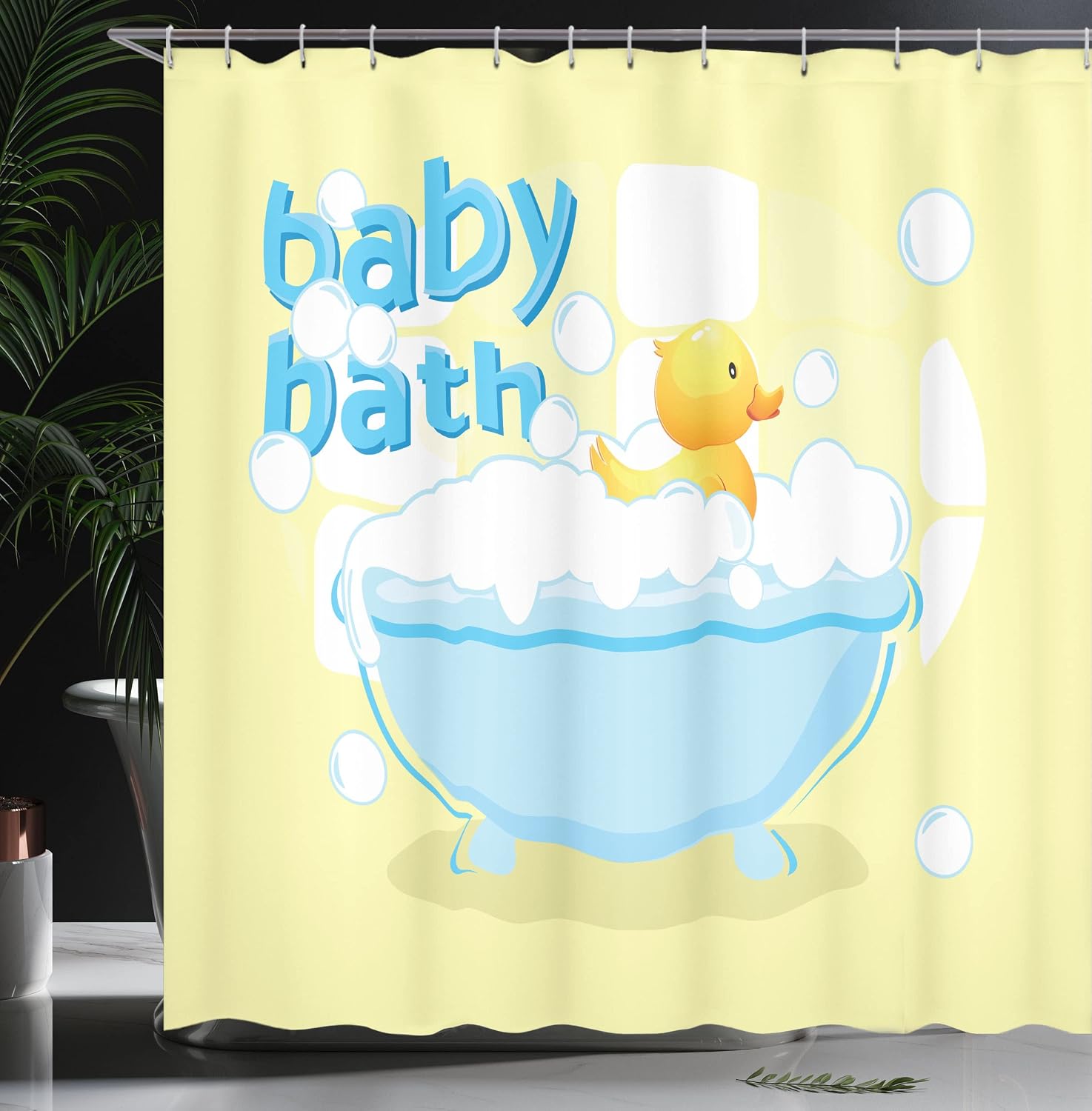 Yellow Baby Bath Shower Curtai - Baby Nursery Yellow 评论和价格