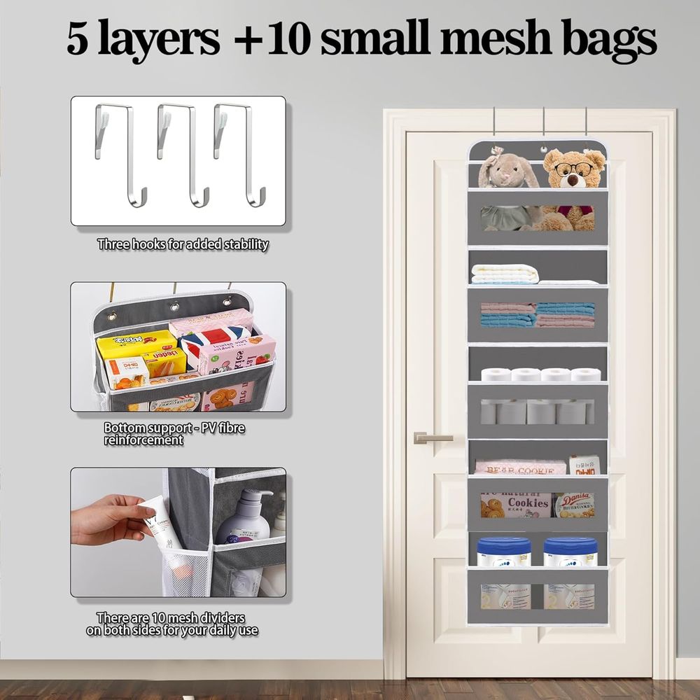 5 Shelves Closet Door Hanging  - Baby Nursery Shelf 评论和价格
