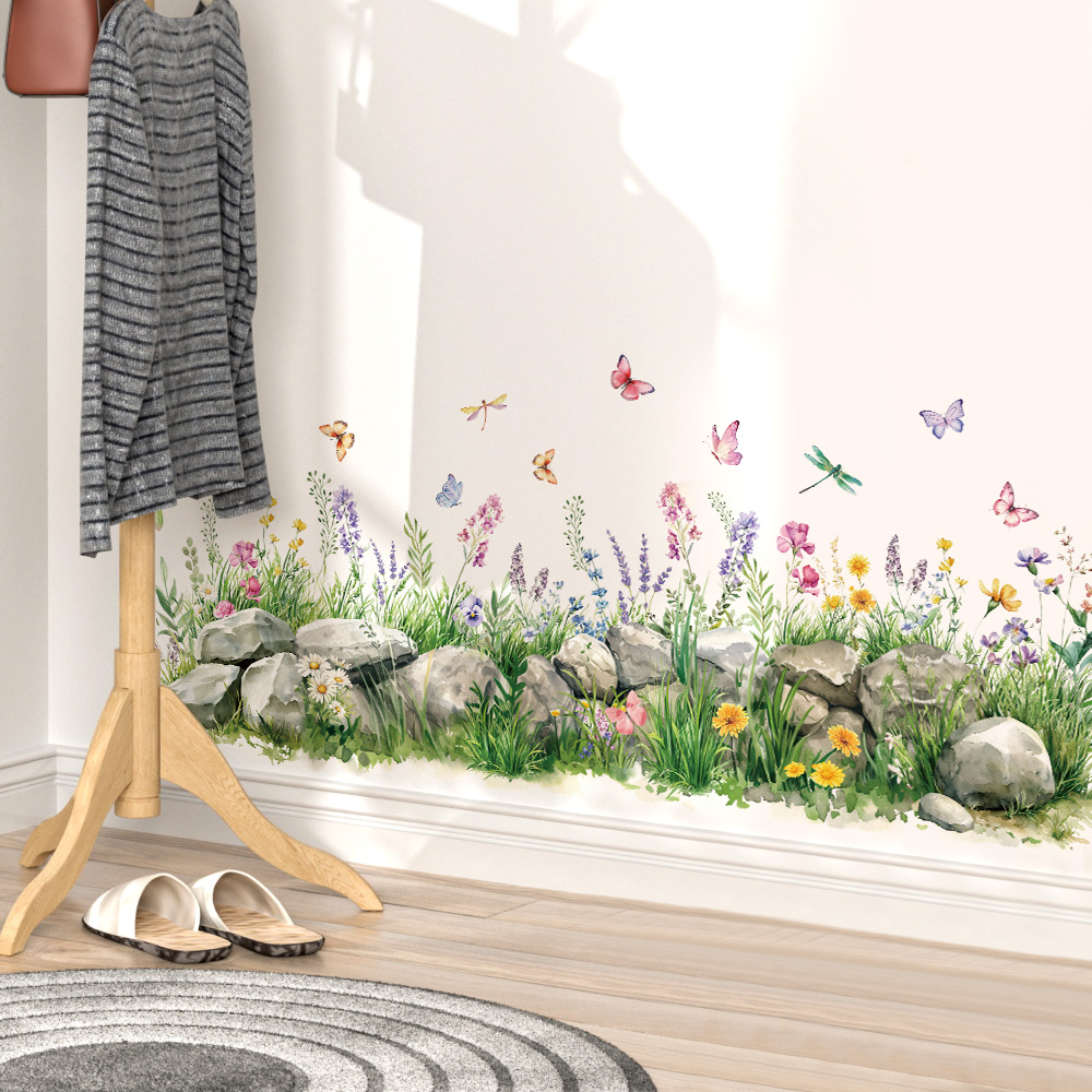 Stones and Flowers Watercolor  - Baby Nursery Vinyl 评论和价格
