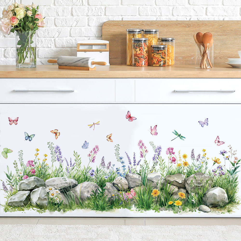 Stones and Flowers Watercolor  - Baby Nursery Vinyl 评论和价格