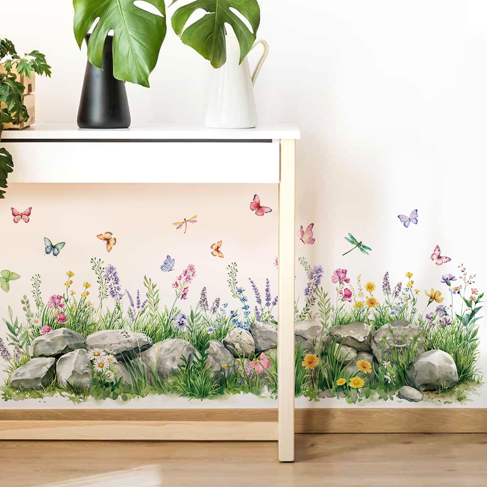 Stones and Flowers Watercolor  - Baby Nursery Vinyl 评论和价格