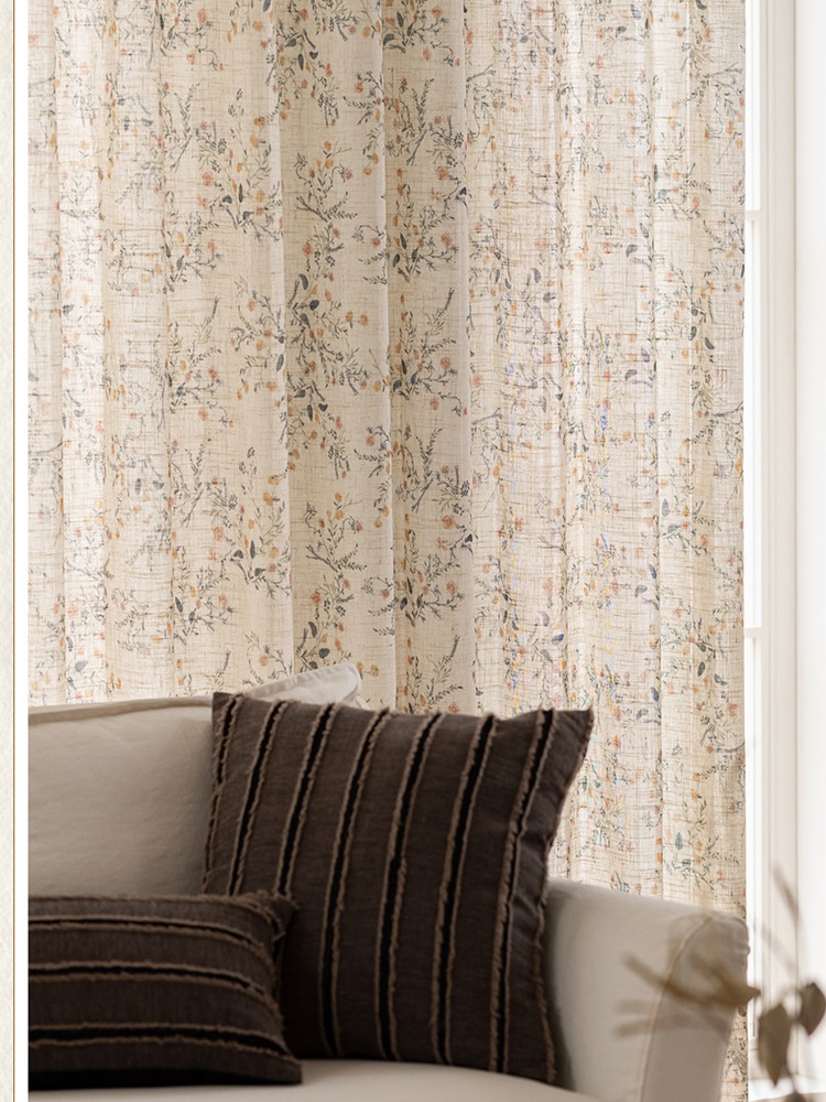 Cotton linen printed curtains  - Blackout Curtain Nursery 评论和价格