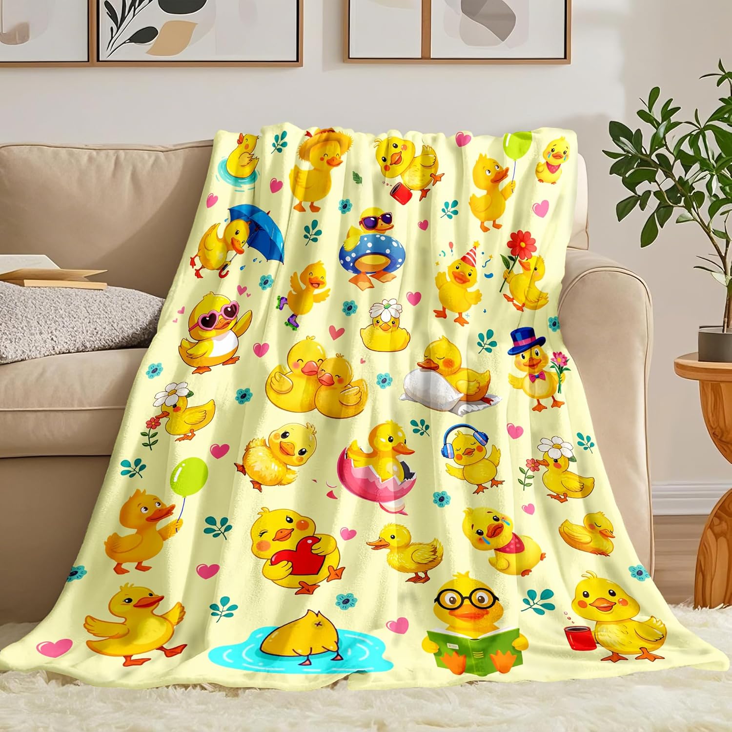 Yellow Chick Animal Print Blan - Baby Nursery Yellow 评论和价格