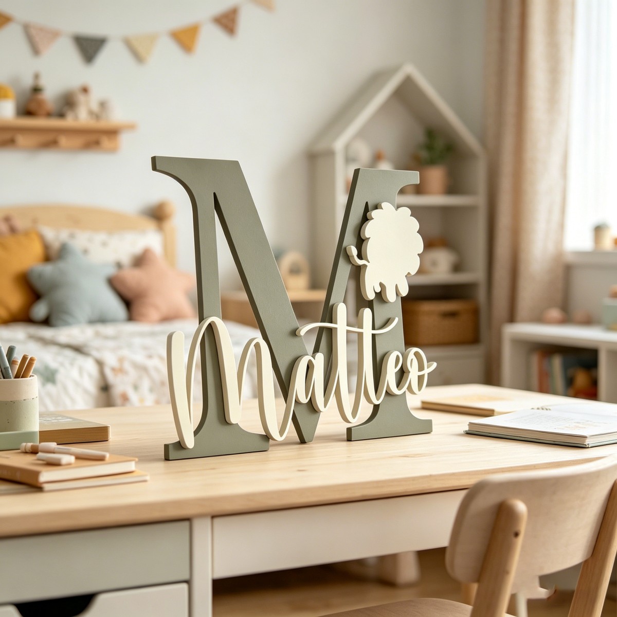 1Pc Custom Lion Name & Initial - Baby Nursery Decorations 评论和价格
