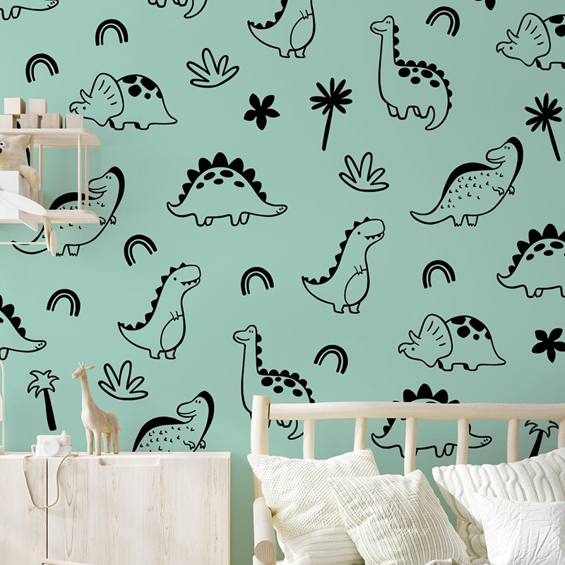 Geometric Dinosaur Tree Rainbo - Baby Nursery Vinyl 评论和价格