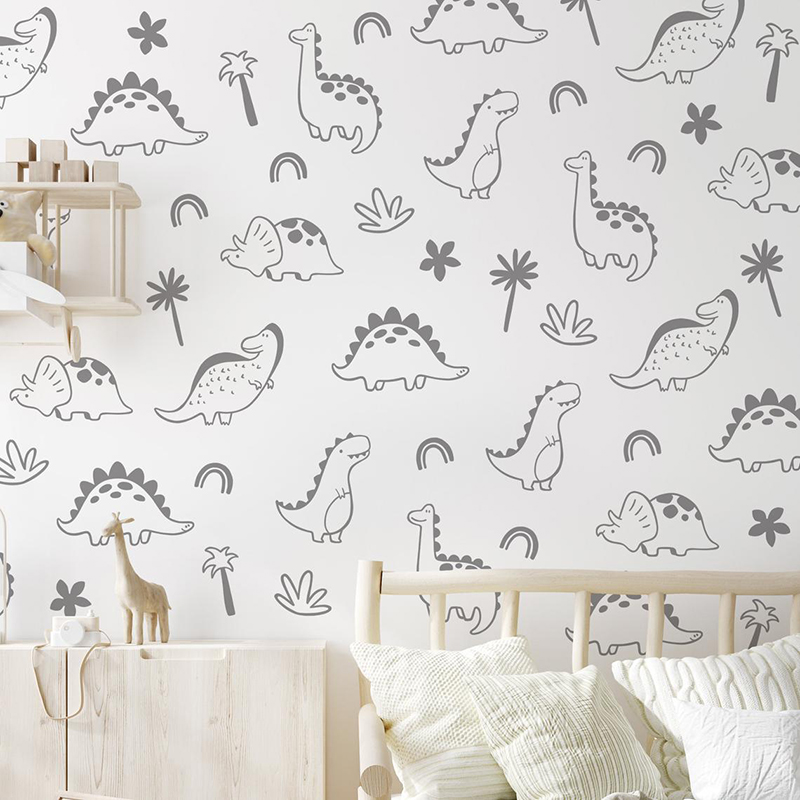 Geometric Dinosaur Tree Rainbo - Baby Nursery Vinyl 评论和价格