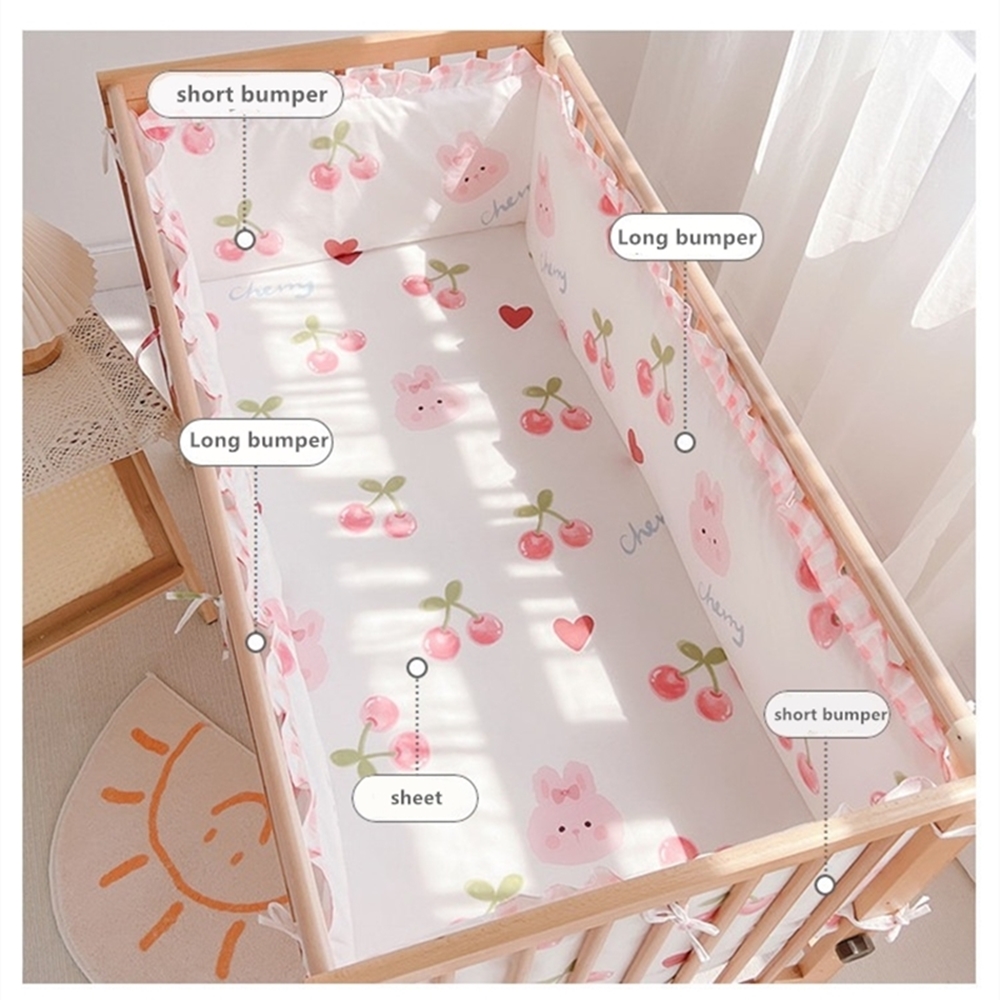 5Pcs Crib Bedding Set Girl Bab - Baby Nursery Sets 评论和价格