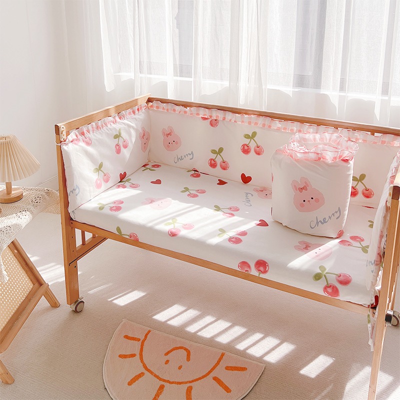 5Pcs Crib Bedding Set Girl Bab - Baby Nursery Sets 评论和价格