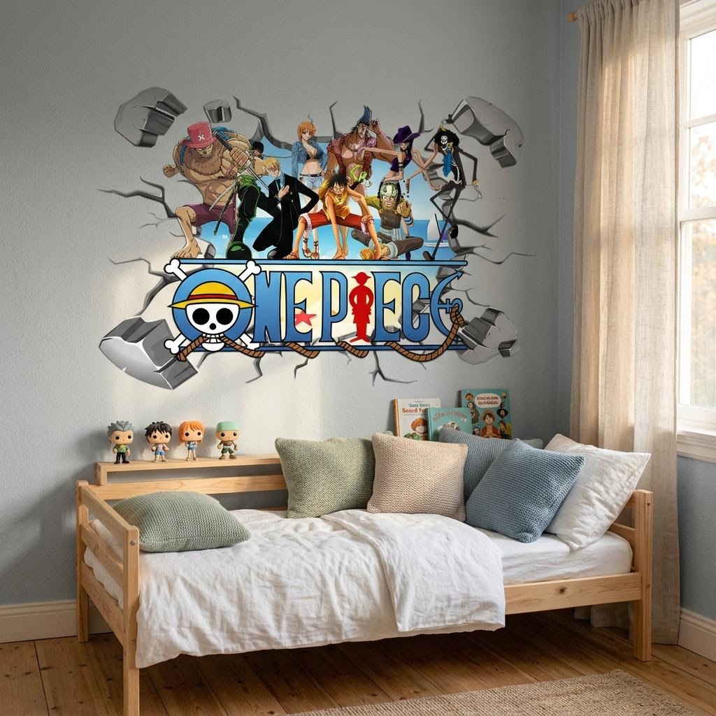 Cartoon One Piece Luffy 3D Wal - Baby Nursery Vinyl 评论和价格