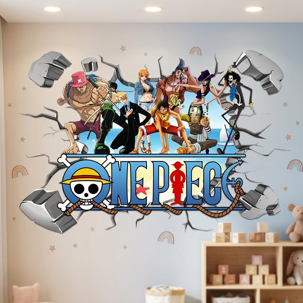 Cartoon One Piece Luffy 3D Wal - Baby Nursery Vinyl 评论和价格
