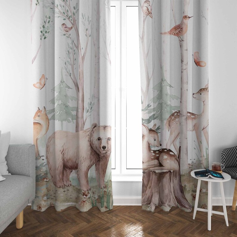 Forest Animals Curtains Kids N - Baby Nursery Blackout Curtains 评论和价格