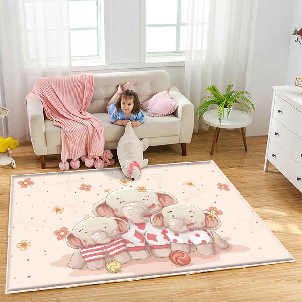 Warm Elephant Family Pattern K - Baby Nursery Carpet 评论和价格